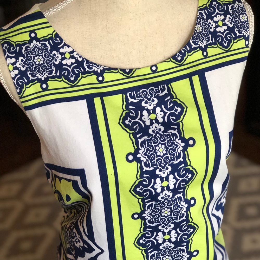 Robbie Bee Lime Green Navy Blue White Cutout Shift